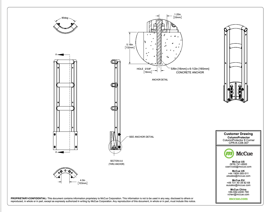 ColumnProtector 8 Corner Customer Drawing