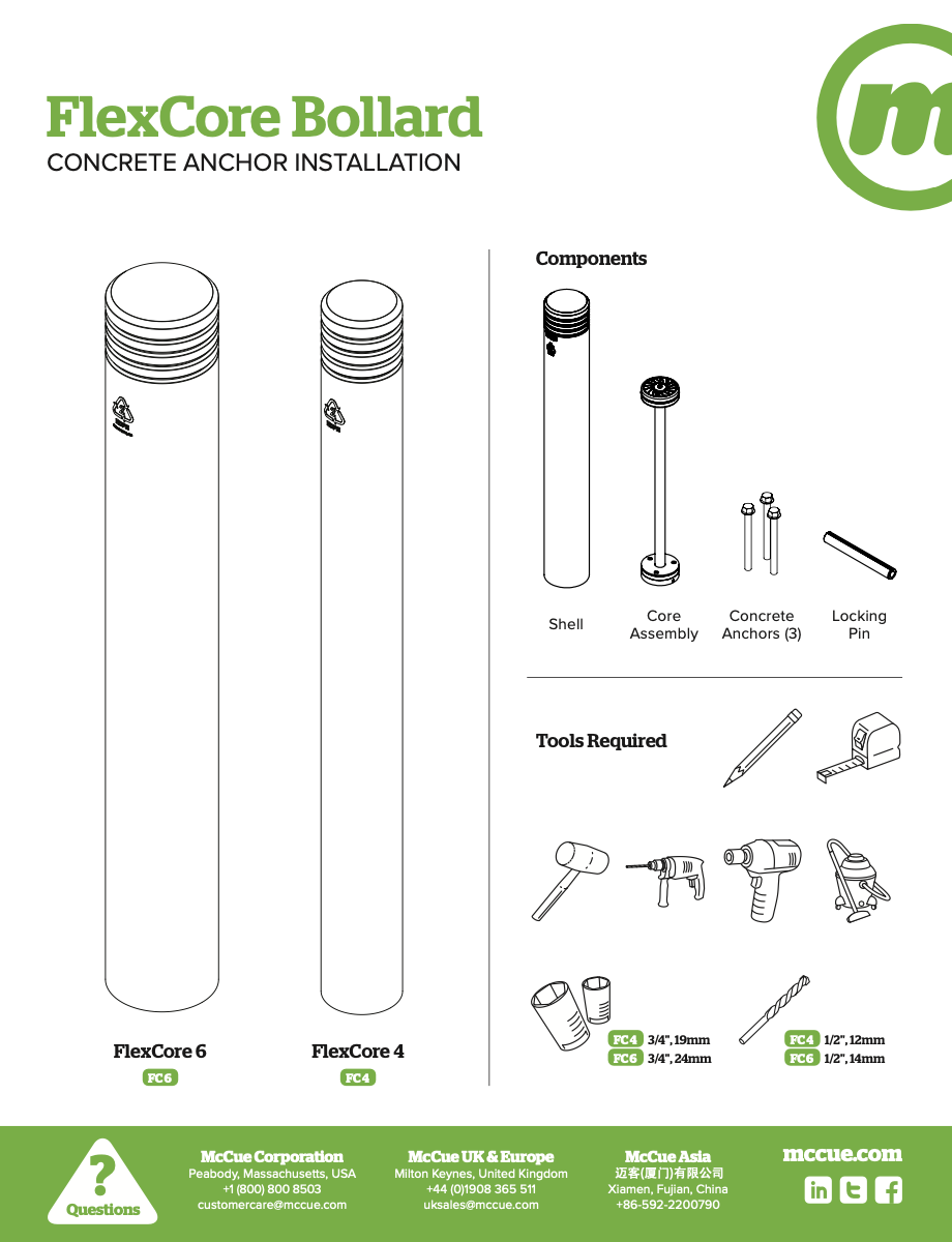 McCue Safety Product Sheet Installation Instruction Information