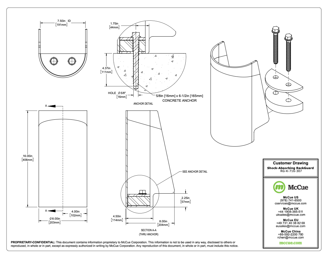 4˝ (102mm) Wide x 10˝ (254mm) Tall Customer Drawing