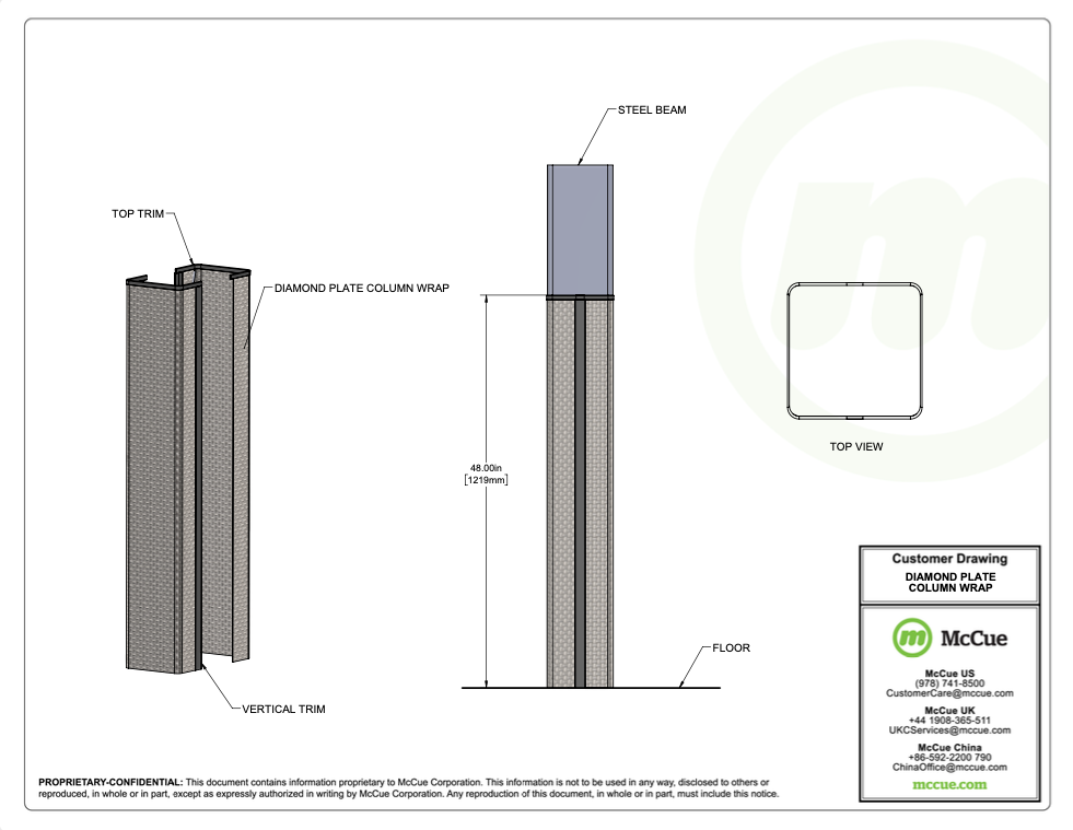 CartStop Diamond Plate Column Wrap Customer Drawing