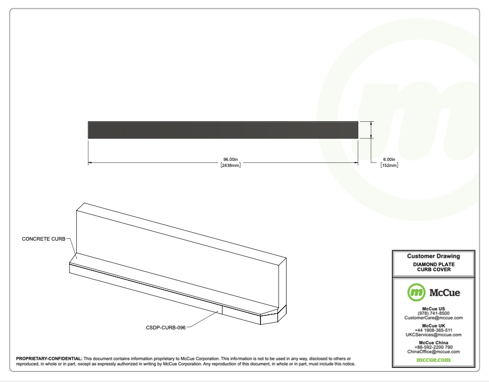 Diamond Plate Curb Cover Customer Drawing